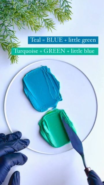 Teal Color Mixing, How To Mix Teal Color, Turquoise Blue Color Combinations, How To Make Teal Color, Cake Color Combinations, Cake Colour Mixing Chart, How To Make Teal Paint, Colour Mixing Chart Color Combinations, Cake Colour Painting