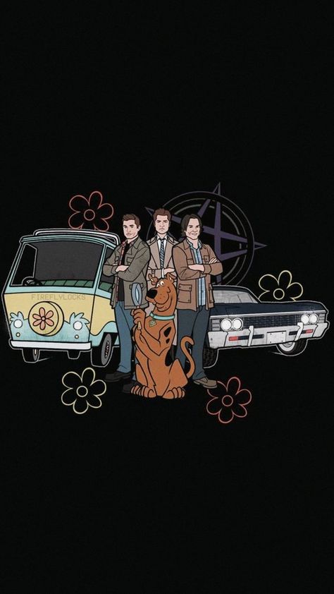 Black Impala, Supernatural Background, Scooby Doo Images, Scooby Doo Mystery Incorporated, Supernatural Tattoo, Supernatural Fan Art, Supernatural Wallpaper, Halloween Wallpapers, Supernatural Art