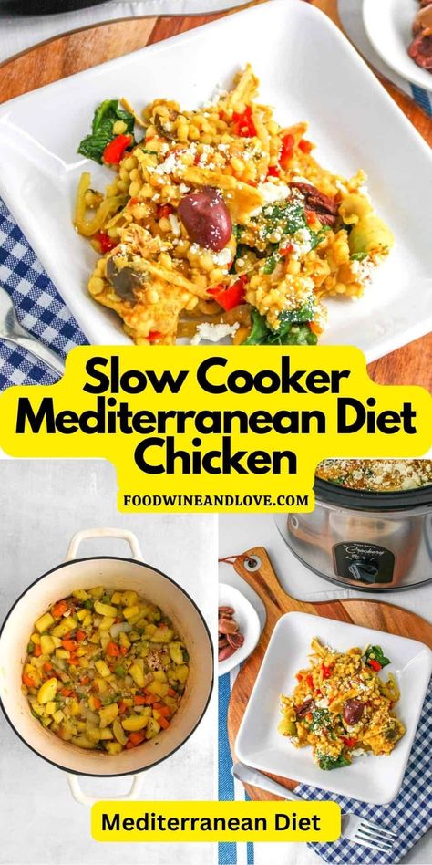 Slow Cooker Mediterranean Diet Chicken, an easy and flavorful meal recipe made with skinless chicken breasts and healthier ingredients. #mediterraneandiet #chicken #recipe #slowcooker #crockpot Read more at: https://foodwineandlove.com/slow-cooker-mediterranean-diet-chicken/ Mediterranean Crockpot Chicken Recipes, Meditterean Diet Recipes Chicken, Mediterranean Diet Crock Pot Recipes, Mediterranean Diet Slow Cooker Recipes, Slow Cooker Mediterranean Recipes, Mediterranean Diet Crockpot Recipes, Mediterranean Diet Recipes Chicken, Easy Mediterranean Diet Recipes Dinners, Mediterranean Diet Chicken Recipes