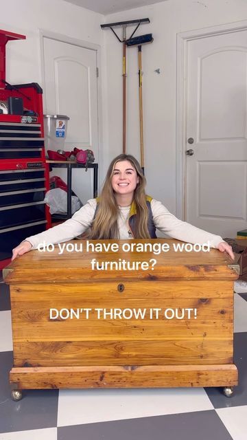 Anne “Lilly” Skjoldahl - DIY furniture flips + home improvement on Instagram: "DONT THROW OUT THAT ORANGE FURNITURE! 👇🏼Comment LIST for the full list of supplies to turn this orange oak chest into to a pottery barn look-a-like including the @realmilkpaintco waxes!! (A D) Here’s how I did it! + removed all the brass hardware & accents + scraped off all the old varnish with my carbide scraper + sanded off the remaining finish with 120 grit, working my way up to 220 + applied @realmilkpaintco wood wax into the inside of the chest to moisturize & renew the wood! It made such a difference + generously applied #realmilkpaintco soft wax in WHITE to the outside of the chest in a circular motion + I buffed off the excess white wax with a clean lint free cloth - an old teeshirt would work too! + Orange Wood Furniture, Lint Free Cloth, Orange Furniture, Orange Wood, Wood Wax, Circular Motion, White Wax, How To Turn, I Did It