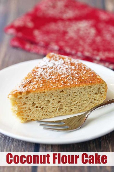 Wonderfully moist and fluffy, this delicious coconut flour cake is a real treat for anyone who loves coconut. It's keto, gluten-free, and very low in calories. Coconut Flour Cake, Coconut Flour Cake Recipes, Coconut Flour Cakes, Keto Bread Recipe, Keto Banana Bread, Coconut Flour Bread, Best Keto Bread, Coconut Flour Recipes, Coconut Cake Recipe