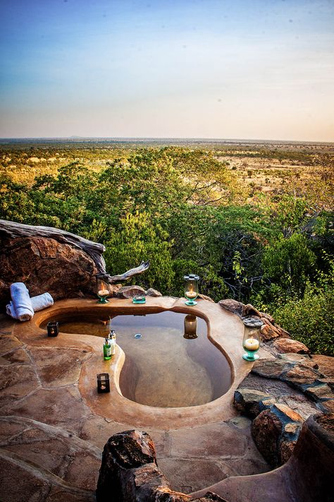 Elsa's Kopje Lodge in Meru, Kenya. A romantic retreat on the site where Elsa the lioness played. Timbuktu Travel Travel Goals Aesthetic, Natural Hot Tub, Safari Resort, Aesthetic Desert, Image Zen, Eco Cabin, Desert Resort, California Aesthetic, Desert Aesthetic