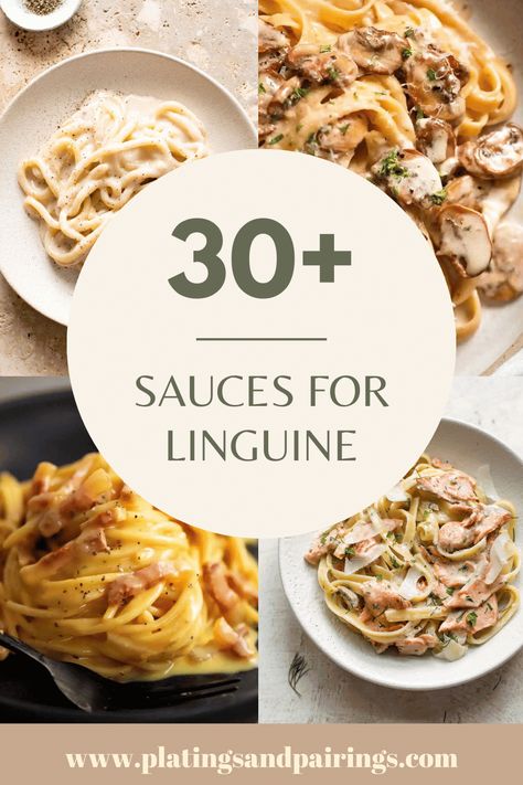 Wondering what the best sauces for linguine are? There are so many options! Creamy sauces, spicy sauces, pestos and more! Here's 30+ to try out! Linguini Cream Sauce, Linguine Sauce Recipes, Pasta Sauce For Linguine, Best Linguine Recipes, Fancy Pasta Sauce, Simple Linguine Recipes, Italian Linguine Recipes, Spicy Linguine Recipes, Fresh Linguine Pasta Recipe