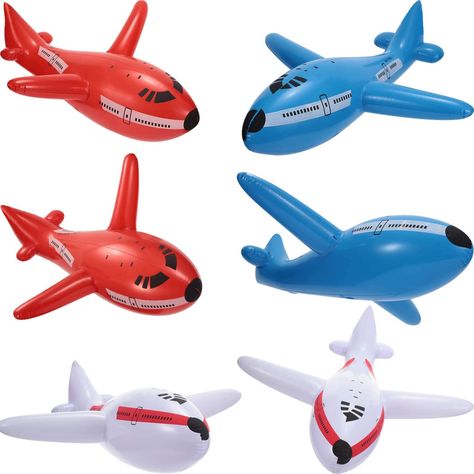 PRICES MAY VARY. Jumbo dimension: each inflatable airplane measures approx. 20 inches in diameter, with vibrant color and giant size, can easily attract children's attention and favor, light in weight and can be easily grasped by most children over 12 years old What's included: here are 6 pieces of aircraft inflates in red, blue and white colors, each color accounts for 2 pieces, enough for your children to play and share with their partners Good for party decoration: our plane inflated toys are Airplane Theme, Airplane Party, Graduation Presents, Valentine Photography, Toys For Kids, Party Card, Birthday Party Supplies, Shower Party, Party Decoration