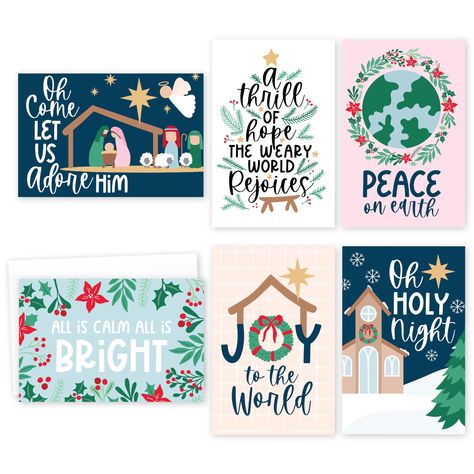 PRICES MAY VARY. If You’re Looking To Share Heartfelt Joy And Blessings This Christmas; Then you need these christian christmas cards boxed with envelopes; While other catholic christmas cards are made overseas, our nativity christmas cards are USA made Make Loved Ones Feel Cherished; You'll receive 24 - 4x6" blank religious christmas cards with envelopes included, featuring 6 unique card designs; Send your warm wishes with these christmas cards religious boxed with envelopes / merry christmas c Folk Art Christmas Cards, Catholic Christmas Crafts, Christmas Cards Christian, Catholic Christmas Cards, Peace Christmas Cards, Blue Christmas Cards, Pretty Christmas Cards, Christmas Invites, Angel Christmas Cards