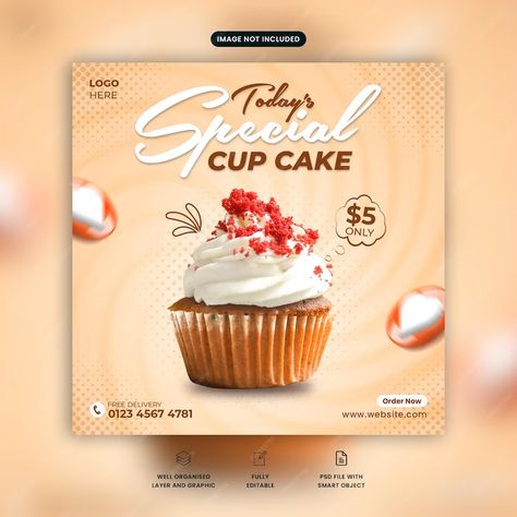 Cupcake Social Media Design, Dessert Social Media Design, Cake Banner Design, Cake Promotion Poster, Cake Graphic, Cake Poster, Logo Overlay, Cake Story, Cake Templates