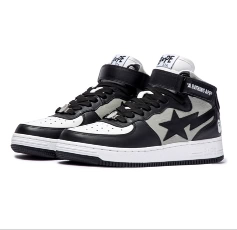 Bape Star, Bapesta Shoes, Bape Sta, Mid Shoes, Ape Bape, High Sneakers, Cute Nikes, Bathing Ape, Swag Shoes