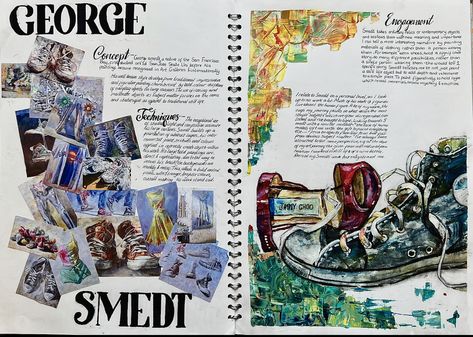 Artist Research Page, GCSE Sketchbook Gcse Reaserch Page, School Sketchbook Pages, Artist Research Page Photography, Artist Gcse Sketchbook, Graffiti Artist Research Page, Artist Analysis Sketchbook, Artist Research Page Gcse Sketchbook Ideas, Textiles Gcse Artist Research, Gcse Art Objects Title Page