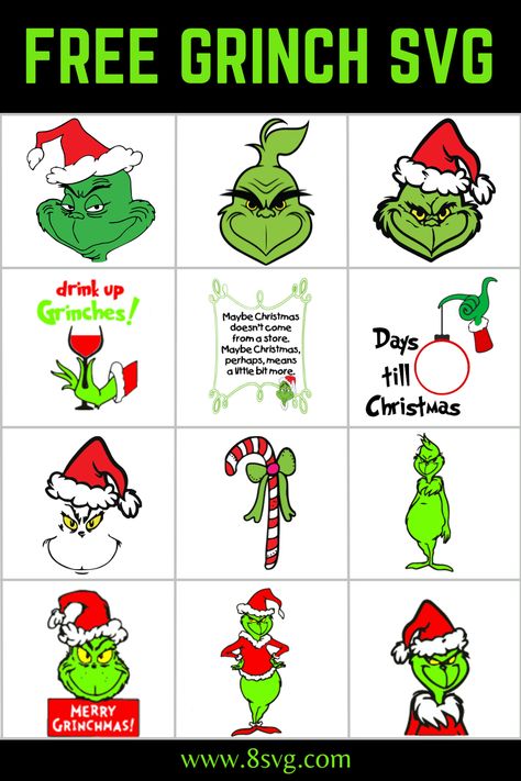 Grinch Face Printable, Grinch Christmas Signs Diy, Grinch Traceable, Grinch Free Svg Files For Cricut, Grinch Arabesque Ornaments, Grinch Free Svg File, Grinch Christmas Countdown Svg, Grinch Hand With Ornament Svg, Grinch Heat Transfer