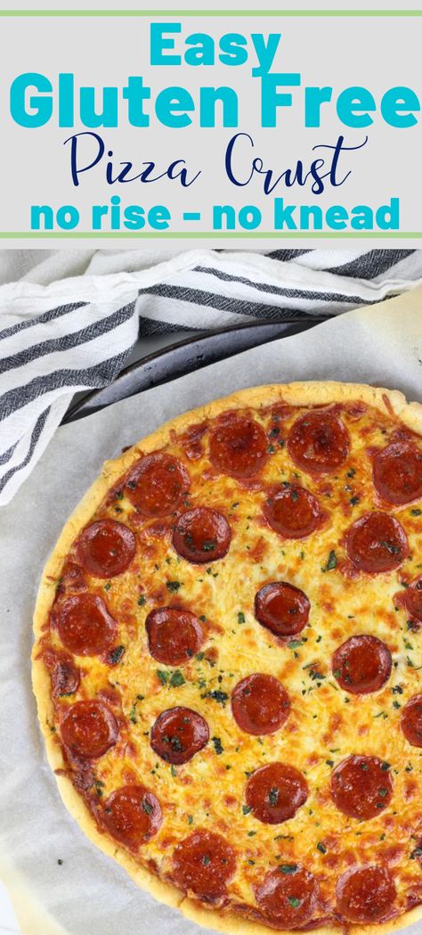 This is the only Gluten Free Pizza Crust you'll ever need. Easy to make - no knead - no rise - chewy and crispy. Perfect every time. Pizza Crust No Rise, Easy Gluten Free Pizza Crust, Best Gluten Free Pizza Crust, Dairy Free Pizza Crust, Gluten Free Pizza Crust Easy, Gluten Free Pizza Dough Recipe, Gluten Free Pizza Crust Recipe, Gluten Free Pizza Recipes, Easy Pizza Crust