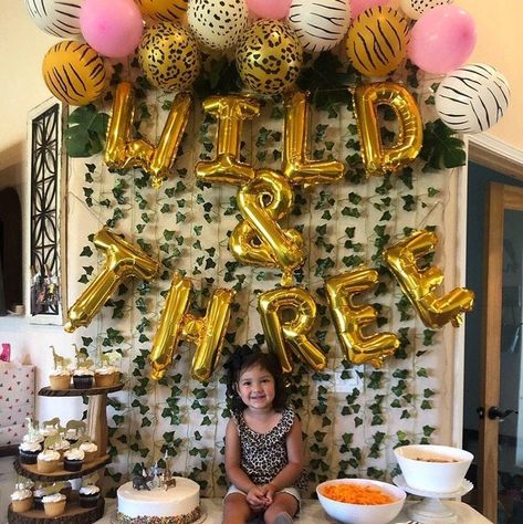 Unforgettable 3rd Birthday Party Themes - Just Simply Mom Wild And Three Decorations, Wild And Three Party, 3rd Birthday Party For Girls, Third Birthday Girl, Young Wild And Three, 2nd Birthday Party For Girl, Girls 3rd Birthday, Wild Birthday Party, Jungle Theme Birthday