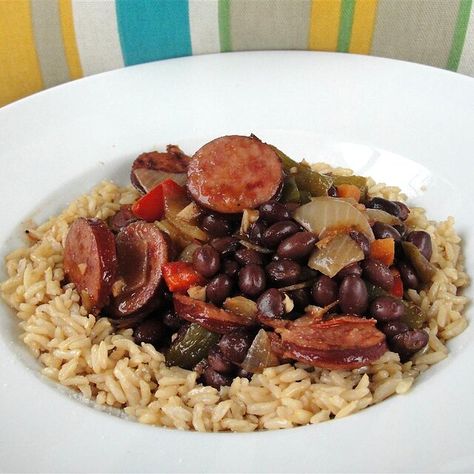 Pacific Cuban Black Beans and Rice Recipe | Allrecipes Cuban Black Beans And Rice, Red Beans N Rice Recipe, Cuban Black Beans, Rice And Beans Recipe, Cuban Dishes, Black Beans And Rice, Jamaican Dishes, Black Bean Recipes, Cuban Cuisine