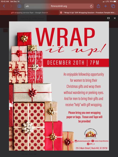 Gift Wrap Fundraiser, Christmas Fundraising Ideas, Holiday Gift Wrapping, Fundraiser Flyer, Christmas Service, Marketing Gift, Gift Wrapping Techniques, Christmas Flyer, Holiday Wrap