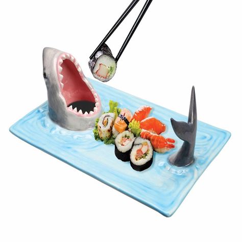 Shark Plate, Fish Serving Platter, Sushi Platte, Sushi Boat, Shark Mouth, Sushi Platter, Small Dishes, ดินปั้น Polymer Clay, Sushi Plate