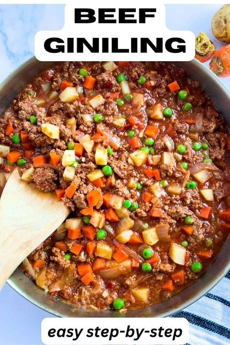 Ground Beef Filipino Recipe, Beef Giniling Recipe, Picadillo Recipe Filipino, Beef Recipe Filipino, Giniling Recipe, Filipino Beef Stew, Ground Beef Stew, Beef Picadillo, Ground Beef Stews