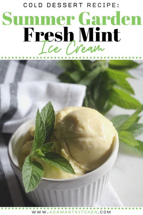 Fresh mint ice cream captures the flavor of garden-fresh summer mint in refreshing homemade ice cream. Fresh mint ice cream is wonderfully creamy and the perfect way to use up a bumper crop of mint. #fresh #mint #icecream #recipe #dessert #adamantkitchen Fresh Mint Ice Cream, Home Herb Garden, Easy Ice Cream Recipe Homemade, Homemade Pie Recipes, Chocolate Sorbet, Mint Chocolate Chip Cookies, Easy Ice Cream Recipe, Cream Fresh, Mint Chocolate Chip Ice Cream