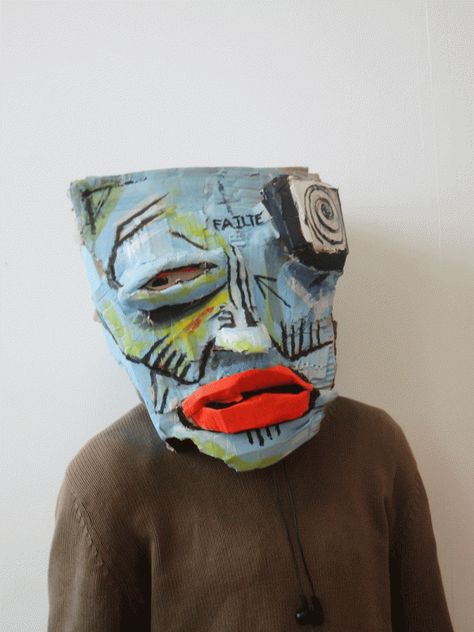 Art Plastique Halloween, Cardboard Head, Sculpture David, Cardboard Mask, Paper Mache Mask, Masque Halloween, Afrikaanse Kunst, Cardboard Sculpture, Head Mask