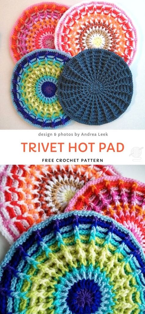 Crocheted Gifts, Crocheted Coasters, Crochet Potholder Patterns, Simple Home Decoration, Crochet Hot Pads, Confection Au Crochet, Potholder Patterns, Crochet Mandala Pattern, Crochet Gratis