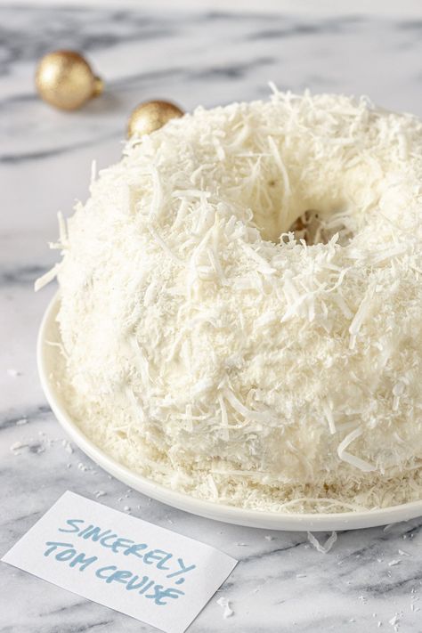 Pizza Bundt Cake, Tom Cruise Coconut Cake Recipe, Tom Cruise Cake, Coconut Pound Cake Recipe, Cruise Cake, Coconut Bundt Cake, Coconut Cream Cheese, Coconut Cakes, Coconut Cream Cheese Frosting