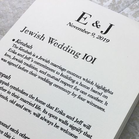 Wedding Programs Unique, Jewish Wedding Program, Jewish Wedding Invitations, Jewish Wedding Traditions, Wedding 101, Jewish Marriage, Jewish Wedding Ceremony, Intimate Garden, Wedding Venue Decorations