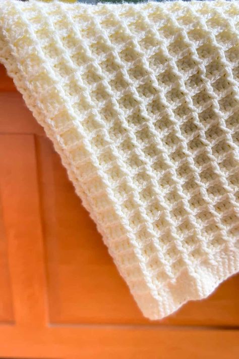 Waffle Stitch Crochet Pattern Afghans, Boarder For Waffle Stitch Blanket, Crochet Edge For Waffle Stitch Blanket, Waffle Pattern Crochet Blanket, Crochet Baby Blanket Waffle Stitch, Crochet Waffle Stitch Blanket Free Pattern, Crochet White Blanket, Waffle Blanket Crochet, Waffle Crochet Blanket Free Pattern