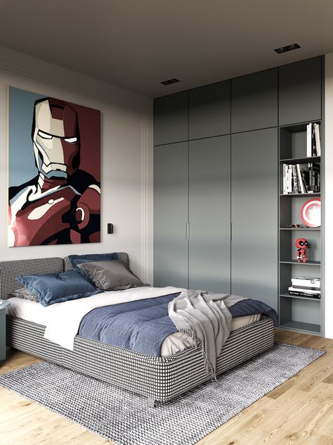 Teenager Bedroom Boy, Teenage Boy Room, Boys Room Design, Boy Bedroom Design, Kids Interior Room, Teenage Bedroom, Boy Bedroom, Modern Bedroom Design, Room Design Bedroom