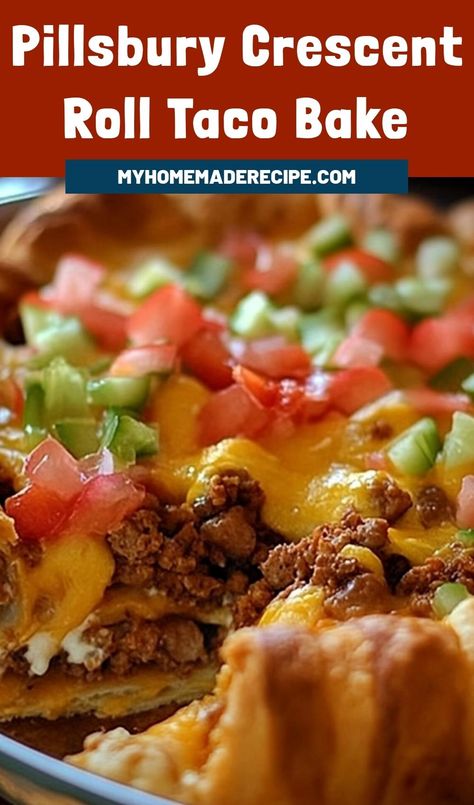 Meal With Crescent Rolls, Pillsbury Taco Bake, Crescent Roll Taco Bake Recipe, Crescent Roll Tacos, Taco Bake Crescent Rolls, Taco Braid Crescent Rolls, Taco Bake Casserole With Crescent Rolls, Recipes Made With Crescent Rolls, Ground Beef Crescent Roll Recipes