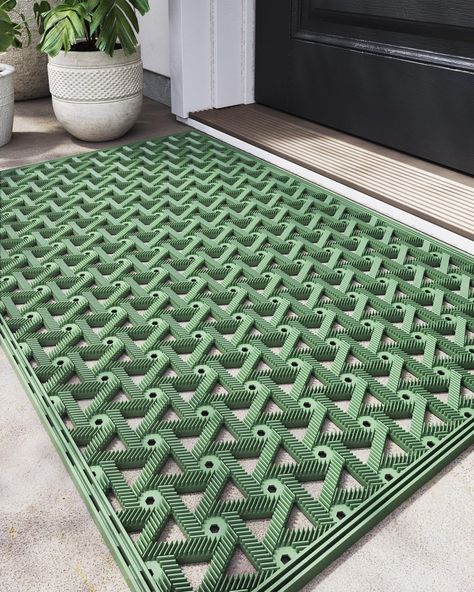 PRICES MAY VARY. Outdoor Door Mat: The DEXI door mat created with new technology, long-lasting and renewable TPE, provides comfortable feeling underfoot. Designed to be tough and sturdy with triangular patterns and hexagon drainage holes for trapping dirt, moisture and slush from outsides entrance, this well-built outdoor mat can be used as a front door mat for entryway, keeps your indoor floors clean and dry. Trap Dirt & Moisture: The outdoor welcome mat is designed with drainage holes througho Outdoor Front Door Mats, Small Outdoor Entryway Decor, Front Mat Doormats, Outdoor Front Door Mat, Front Door Tile Entryway, Front Porch Rugs Outdoor, Front Door Kick Plate, Front Porch Mats Doormats, Green Porch Decor