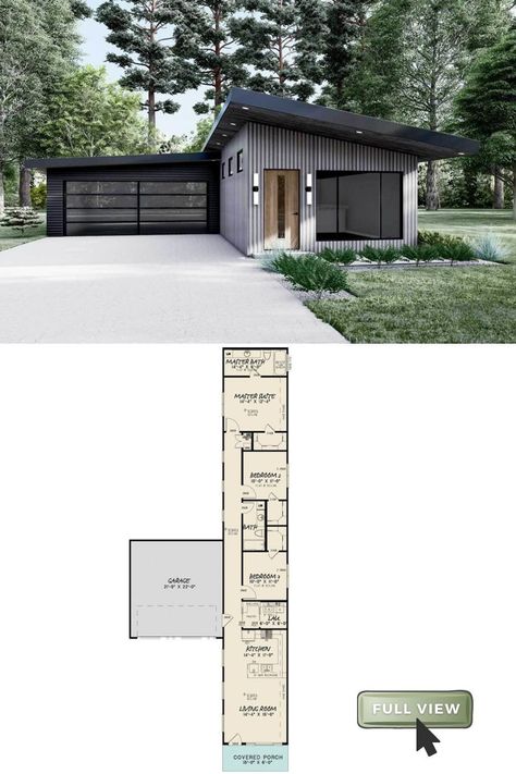 Small house plans Small Narrow House Design Floor Plans, 3 Bedroom Mini Home, Long Container House, Narrow Two Bedroom House Plans, Long House Layout Floor Plans, Single Story Narrow House Floor Plans, Small Long House Floor Plans, Narrow Long House Design, Narrow Lot Barndominium Ideas