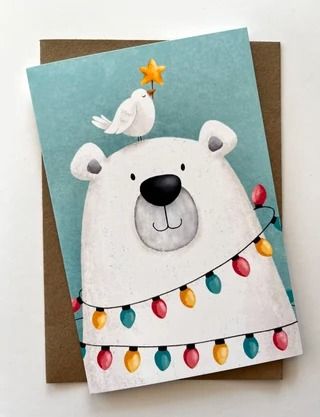 JanesDoodles - Etsy Croatia Polar Bear Christmas Cards, Images Noêl Vintages, Christmas Cards Drawing, Chrismas Cards, Polar Bear Art, Polar Bear Christmas, Vintage Christmas Images, Christmas Card Art, Bear Christmas