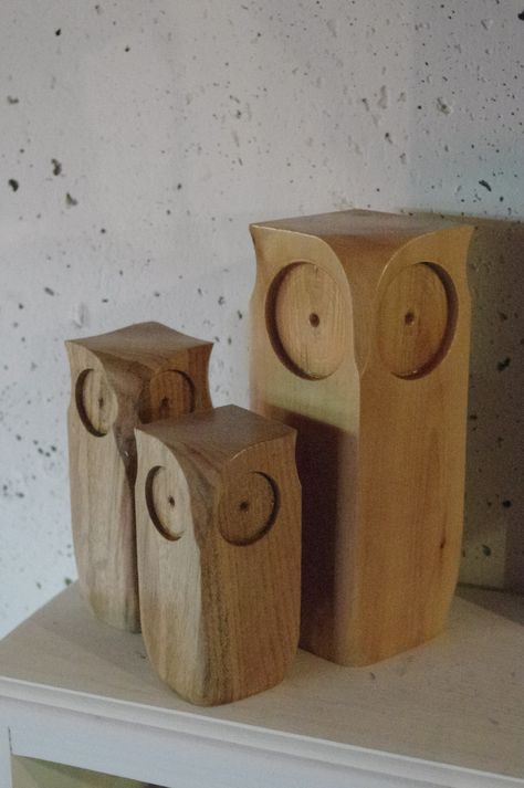 Wooden Owls Diy, Wooden Owl Crafts Wood, Wooden Decor Ideas, Wooden Owls, Christmas Diy Wood, Fall Wood Crafts, Wood Art Diy, Scrap Wood Crafts, Simple Wood Carving