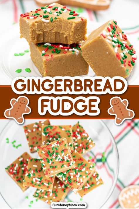 Easy Christmas Confections, Gingerbread Fudge Recipes, Easy Fudge Recipe Christmas, Fudge For Christmas, Winter Fudge Recipes, Christmas Desserts Fudge, Dr Pepper Fudge, Easy Christmas Dessert Recipes Holidays, Easy Christmas Squares