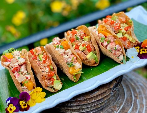 Lobster Wonton Tacos with Yuzu Ponzu Mayo Lobster Wontons, Lobster Tacos, Yuzu Citrus, Wonton Tacos, Sandwich Burger, Ponzu Sauce, Fried Lobster, Taco Wraps, Tuna Casserole Recipes