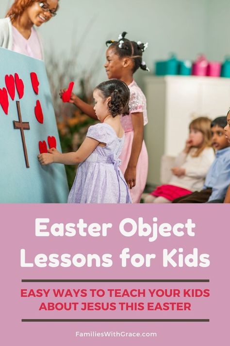 As Christian moms, we want to teach kids about Easter in an age-appropriate way. Find Easter object lessons and so much more to share the story of Jesus' resurrection with your children. #Easter #ChristianMoms #ChristianFamily #SundaySchool #Jesus #ChristianParenting #ResurrectionEggs Easter Egg Lesson, Story Of Jesus Resurrection For Kids, Easter Church Lessons For Kids, Teaching The Easter Story To Preschoolers, Toddler Easter Lesson, Christian Easter Kids Activities, Easter Kids Ministry Ideas, The Easter Story For Kids, Easter Sunday Lesson