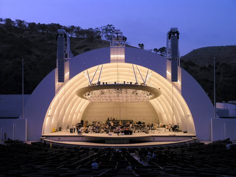 The Most Beautiful Outdoor Theaters in the World -- and Los Angeles makes the list! Outdoor Movie Theater, Floating Architecture, Outdoor Stage, Theater Design, Hollywood Bowl, Building Entrance, The Hollywood Bowl, Outdoor Theater, Concert Venue