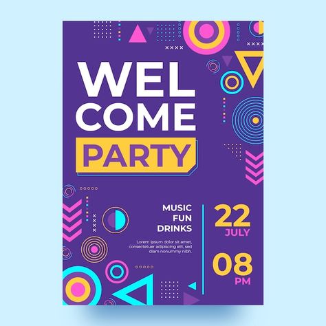 Fun Flyer Design, Party Flyer Design, Welcome Party, Dance Poster, Poster Abstract, Welcome Poster, Welcome To The Party, Party Poster, Party Fun