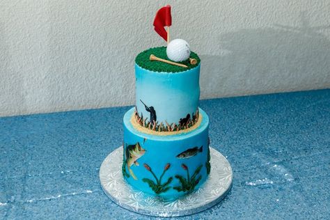 Golf Grooms Cake, Grooms Cake Hunting, Fish Cake Birthday, Hunting Cake, Golf Wedding, Golf Cake, Hunting And Fishing, Fishing Birthday, Cakes For Men