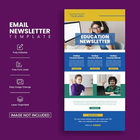 Vector education email newsletter templa... | Premium Vector #Freepik #vector E Learning Website, Ui Landing Page, Email Newsletter Template, Newsletter Template, Newsletter Design, E Learning, Email Newsletters, Page Template, Study Abroad