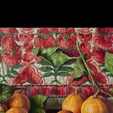 Kamille Corry on Instagram: "more winter mandarins 🍊
Seven Mandarins with Sindh Shawl
oil on linen over panel 
8” x 11”

swipe for a pic of the block-in, first layer of paint and frame by @rettashby 

contact @annlongfineart for availability 

#oilpainting #stilllife #paintfromlife #mandarins #silkshawl #contemporaryrealism #annlongfineart #kamillecorry" Kamille Corry, Vegetable Art, Silk Shawl, A Pic, Still Life, Shawl, Oil Painting, Fine Art, Paint