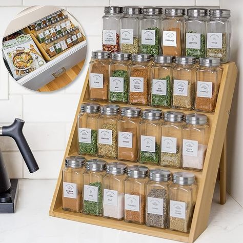 Spice Rack Design, Countertop Drawers, Bamboo Spice Rack, Maximize Kitchen Space, 3 Tier Shelf, Drawer Spice Rack, Countertop Spice Rack, Spice Rack Storage, Cabinet Spice Rack