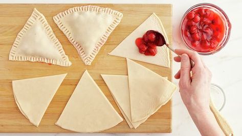 Baked Fruit Turnovers Recipe - Pillsbury.com Baked Apple Turnovers With Pie Crust, Cherry Turnovers With Pie Crust, Turnovers With Pie Crust, Fruit Turnovers, Cherry Pie Recipe Easy, Pie Crust Dessert, Pilsbury Recipes, Cherry Turnovers, Ready Made Pie Crust