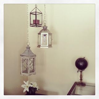 Corner Decorating, Lantern Decor Living, Living Room Corner Decor, Diy Hanging Light, Diy Pendant Lamp, Hanging Lamps Living Room, Lighting Diy, Corner Ideas, Hanging Bedroom