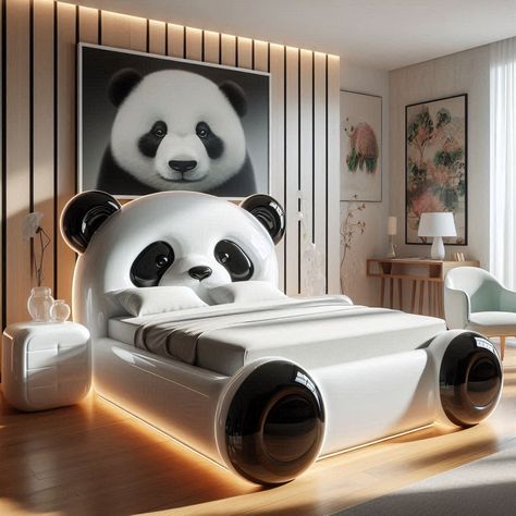 Panda shaped bed 😍👍❤️ Panda Items, Conversation Sofa, Bungalow Style House Plans, Makeover Bedroom, Bungalow Style, Room Makeover Bedroom, April 27, Hama Beads, Mind Blowing