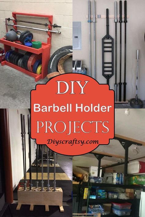 15 DIY Barbell Holder Projects Garage Gym Diy, Diy Dumbbell, Diy Exercise Equipment, Diy Gym Equipment, Dumbbell Storage, Diy Rack, Home Gym Setup, Storage Shed Organization, Weight Bar