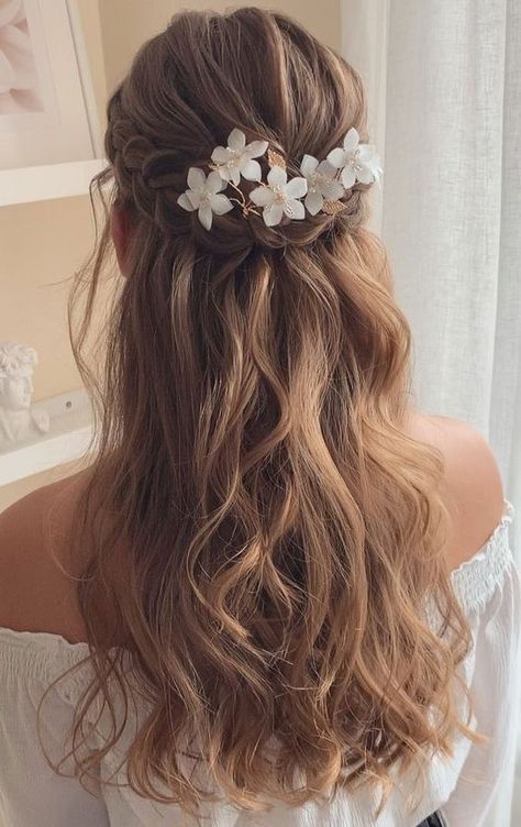 Open Hairstyles, Braut Make-up, Flower Girl Hairstyles, Wedding Hairstyles Half Up Half Down, Half Up Half Down Hair, Half Up Hair, Party Hairstyles, Wedding Hair And Makeup, Half Up Half Down