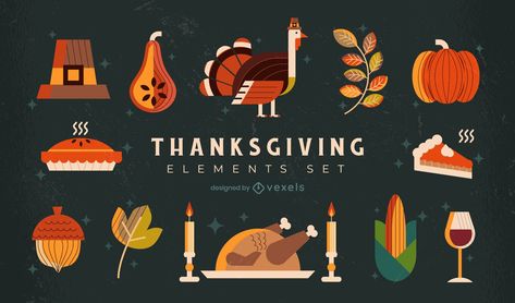 Thanksgiving Illustration, Thanksgiving Graphics, Thanksgiving Classroom, Illustrator Inspiration, Thanksgiving Art, Elements Illustration, Day Illustration, Thanksgiving Design, Food Graphic Design