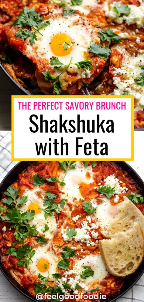 Purgatory Eggs, Shakshuka With Feta, Savory Brunch, Eggs In Purgatory, Eggs Dinner, Mediterranean Breakfast, Shakshuka Recipes, One Skillet Meals, One Skillet