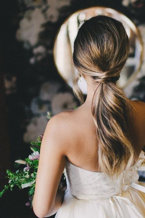 Summer Bridal Hairstyles, Straight Hair Bride, Bridal Low Ponytail, Ponytail Bridal Hair, Bridal Hairstyles For Long Hair, Cheer Hairstyles, Engagement Hair, Grad Hair, Bridal Ponytail