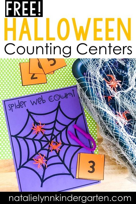 Halloween Stations, October Math Centers, Math Centers For Kindergarten, Natalie Lynn, Kindergarten Center, Halloween Math Centers, Halloween Counting, October Math, Halloween Centers