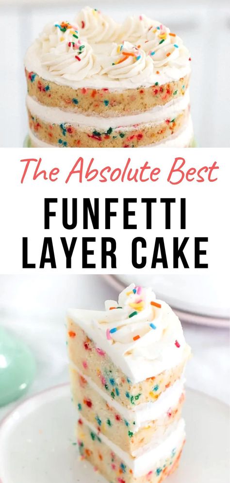 Homemade Cake Flavors, Fun Fetti Cake Recipe, Best Funfetti Cake, Funfetti Layer Cake, Confetti Cake Recipes, Homemade Funfetti Cake, Pineapple Upside Down Cake Recipe, Best Birthday Cake Recipe, Birthday Cake Flavors